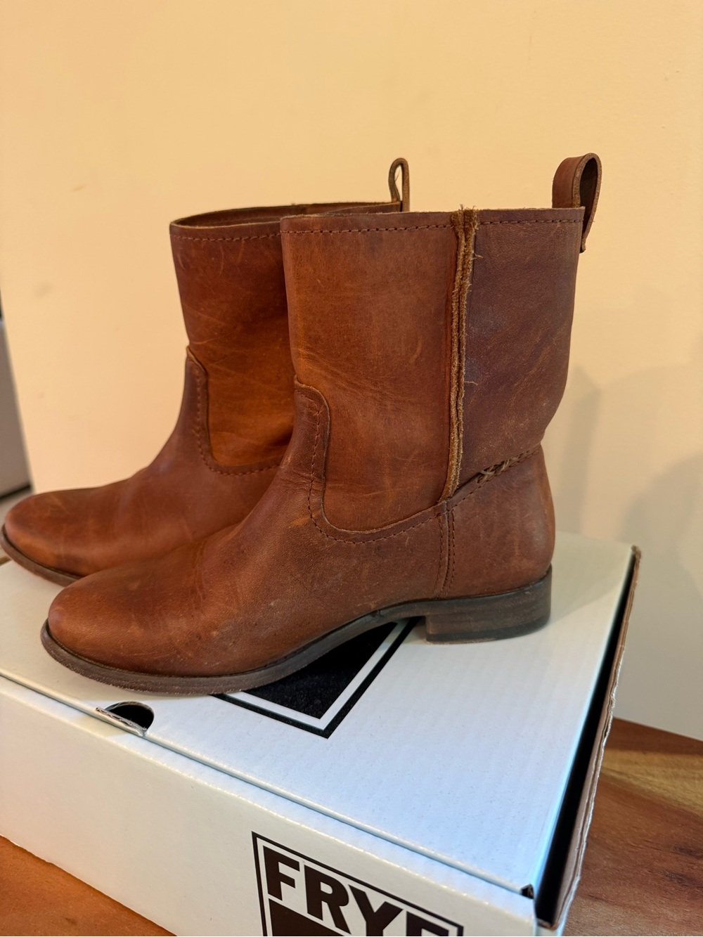 Frye Cara Short Cognac Boot